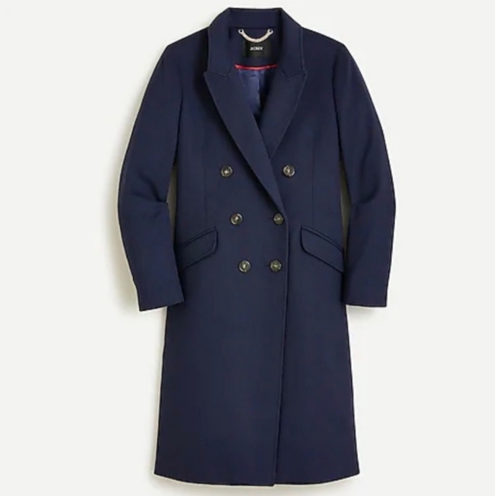 J. Crew Double-breasted Topcoat in Navy Blue